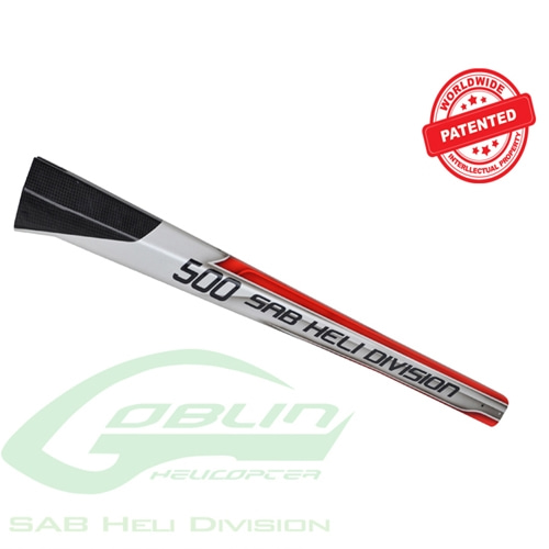 H0276-S - Carbon Fiber Tail Boom White/Red - Goblin 500