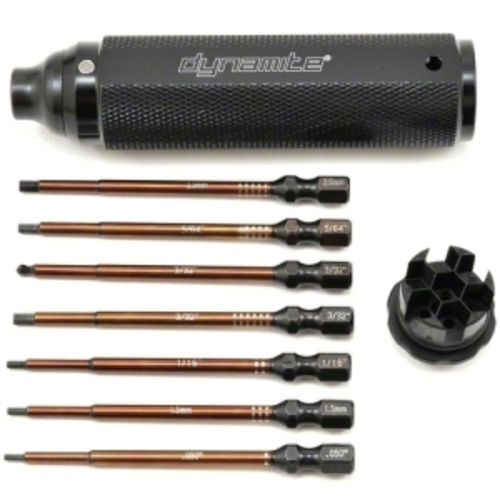 Dynamite 8-in-1 Multi Hex Wrench Set(.050”,1/16”,5/64”,3/32”,3/32” ball,1.5mm,2.0mm)