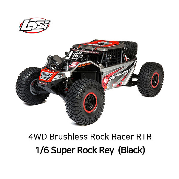 로시 RC카 1/6 Super Rock Rey 4WD Brushless Rock Racer RTR AVC 자이로,Black, 조종기 포함